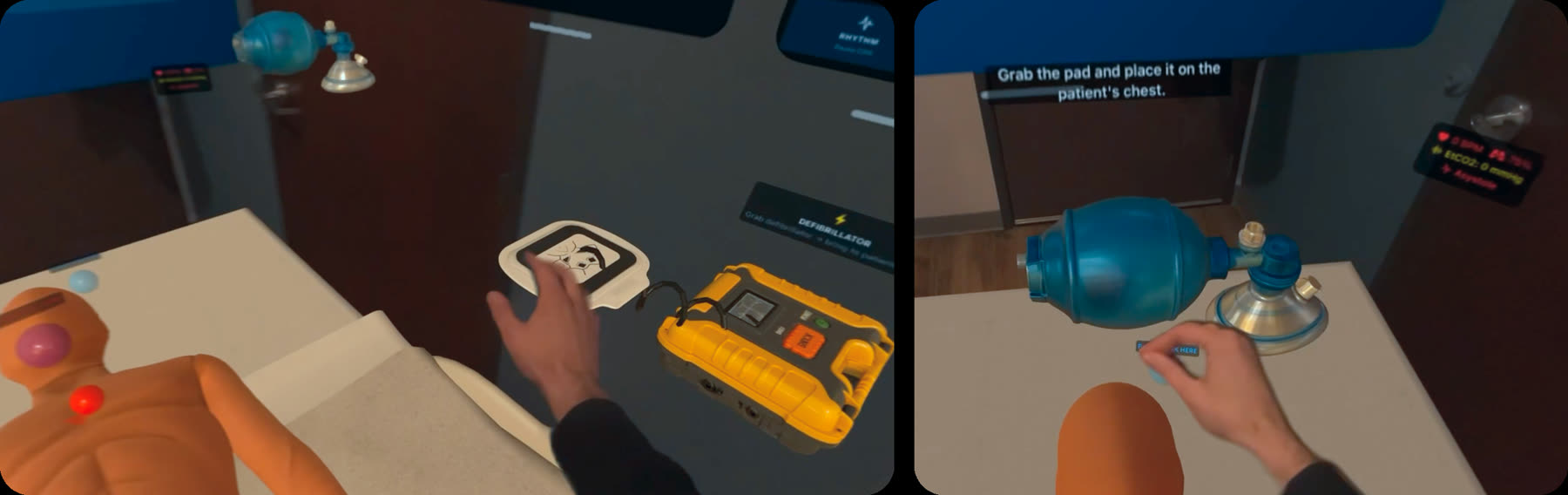 Later build with defibrillator and bag valve mask prompts