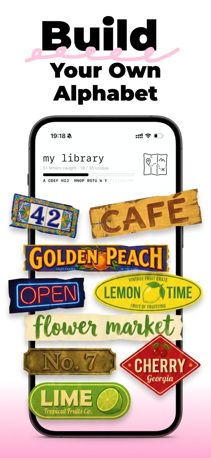 App Store screenshot — Build your own alphabet
