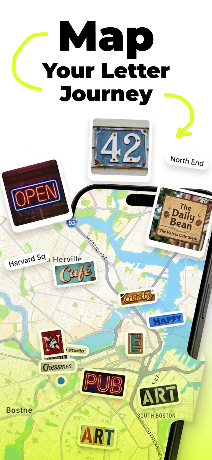 App Store screenshot — Map your letter journey