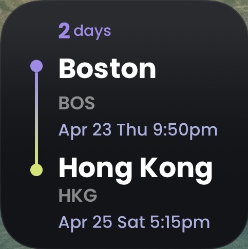 Small widget — flight route info