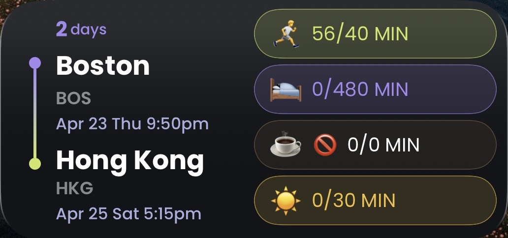 Medium widget — flight route with progress bars